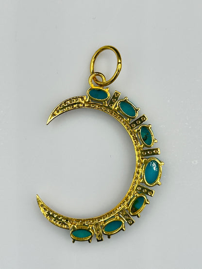 Moon 14k Solid Gold Diamond Pendants