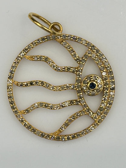 Evil Eye 14k Solid Gold Diamond Pendants