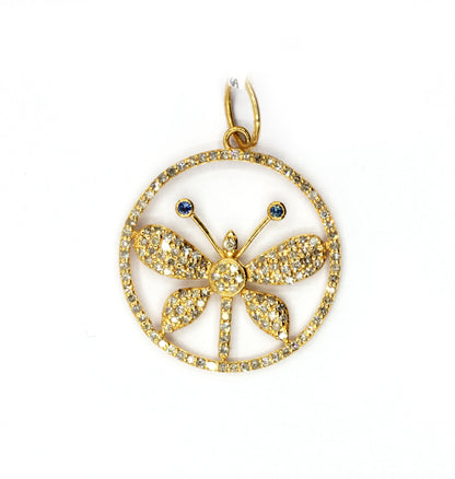 Round 14k Solid Gold Diamond Pendants.