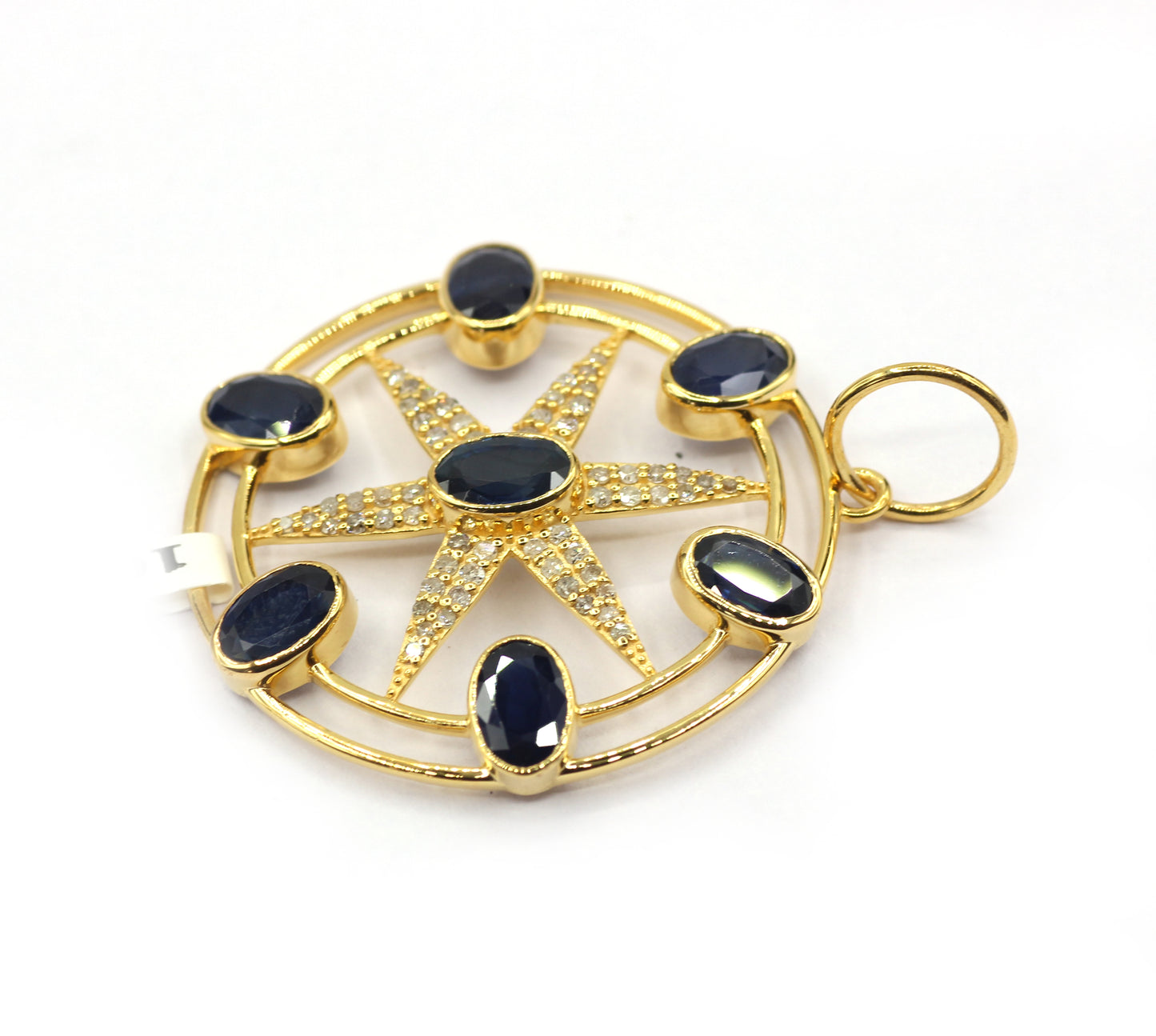 Round 14k Solid Gold Diamond Pendants.