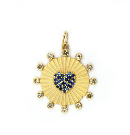 Heart 14k Solid Gold Diamond Pendants.