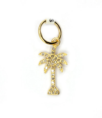 Coconut tree 14k Solid Gold Diamond Pendants