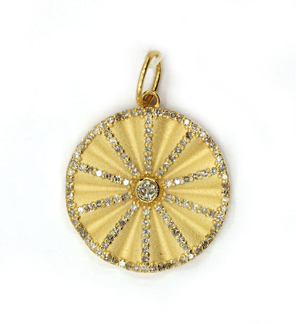 Round 14k Solid Gold Diamond Pendants