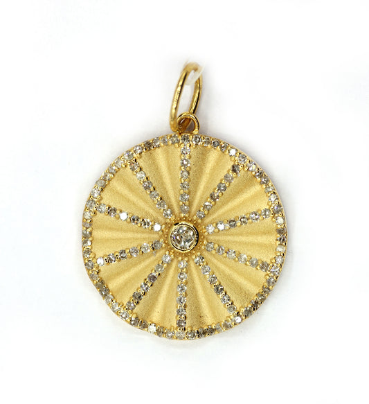 Round 14k Solid Gold Diamond Pendants