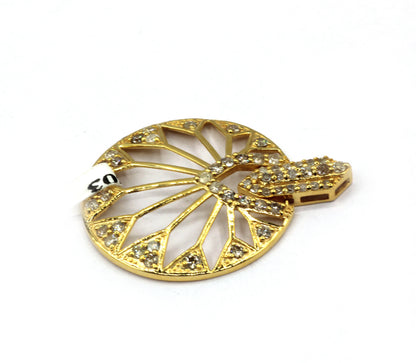 Round 14k Solid Gold Diamond Pendants