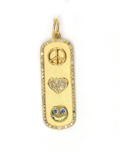 Rectangle 14k Solid Gold Diamond Pendants