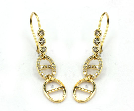 14k Solid Gold Diamond Earring.14k Solid Gold Diamond Earring