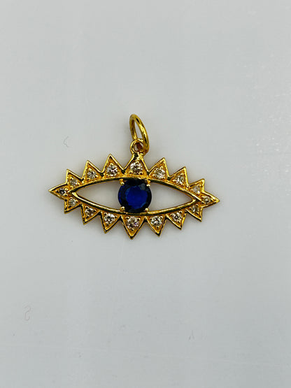 Evil Eye 14k Solid Gold Diamond Pendants
