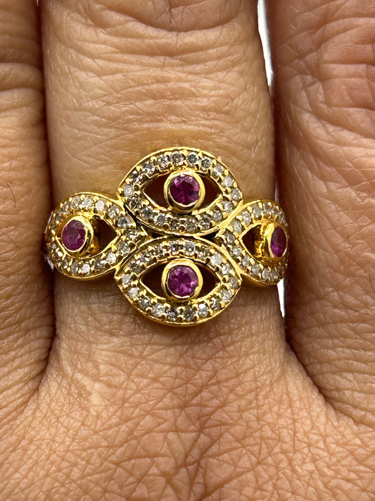 Evil Eye 14k Solid Gold Diamond Rings..