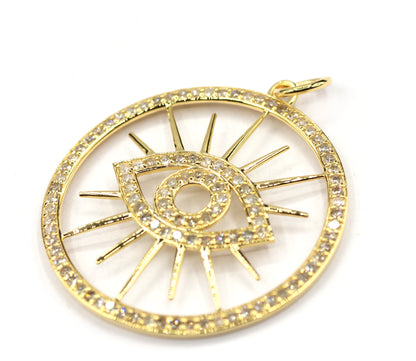 Round Evil eye 14k Solid Gold Diamond Necklace