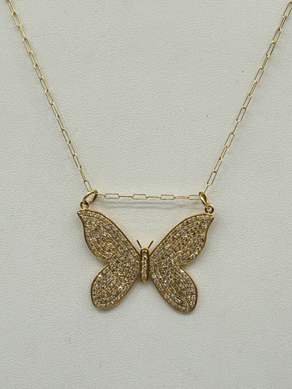Butterfly 14k Solid Gold Diamond Pendants