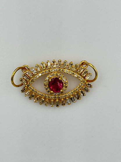 Evil Eye 14k Solid Gold Diamond Pendants With Sapphire Stone