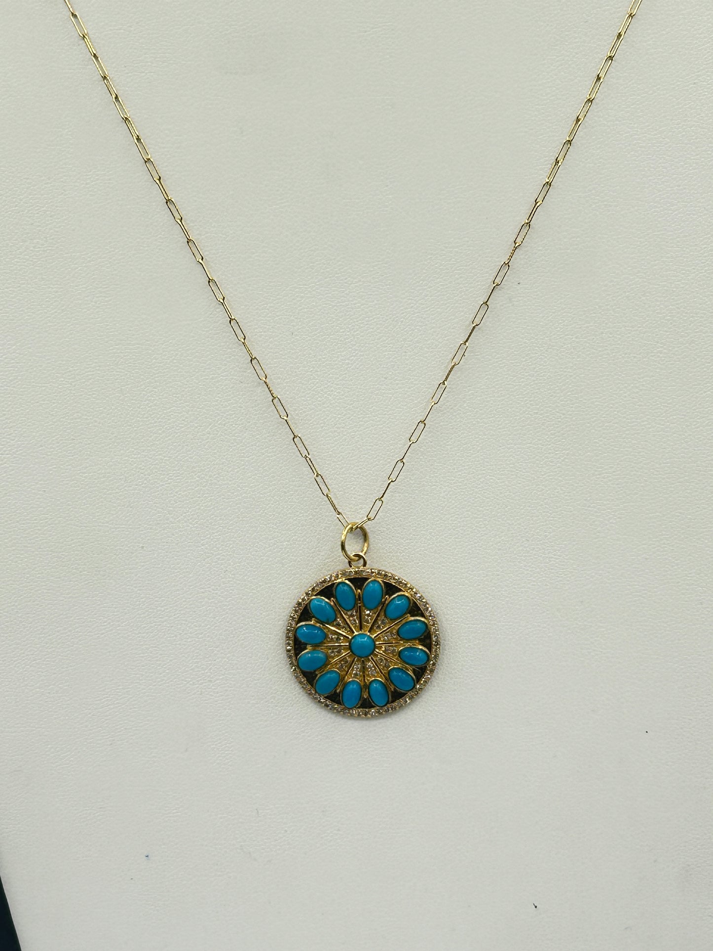 Round 14k Solid Gold Diamond Pendants
