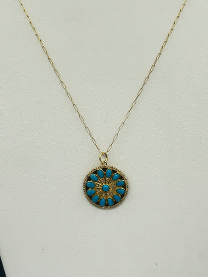 Round 14k Solid Gold Diamond Pendants