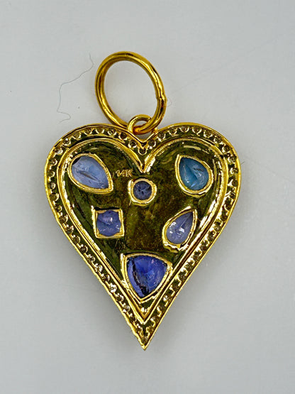 Heart 14k Solid Gold Diamond Pendants.