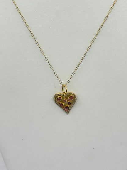 Heart 14k Solid Gold Diamond Pendants.