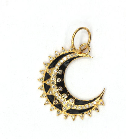 Moon 14k Solid Gold Diamond Pendants
