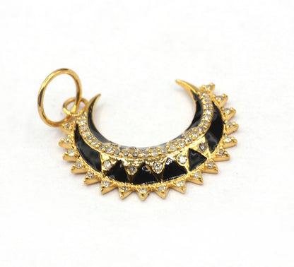 Moon 14k Solid Gold Diamond Pendants