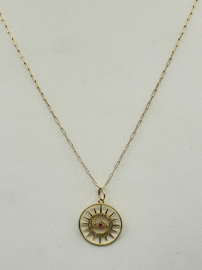 Round Star 14k Solid Gold Diamond Pendants
