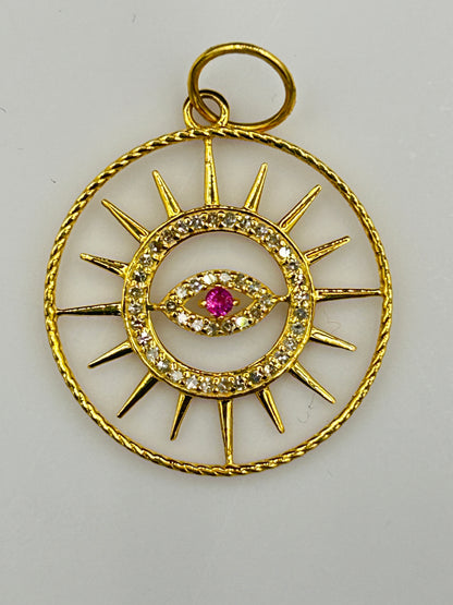 Round Star 14k Solid Gold Diamond Pendants