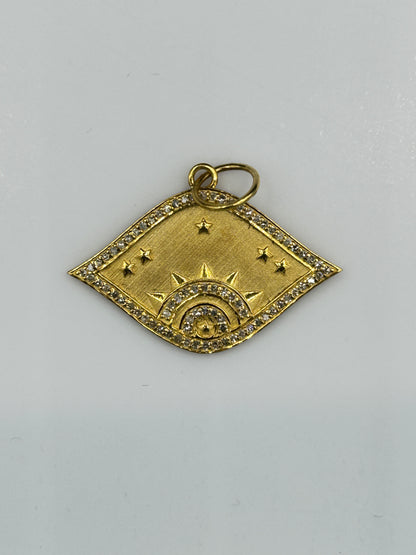 Evil Eye 14k Solid Gold Diamond Pendants