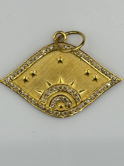 Evil Eye 14k Solid Gold Diamond Pendants