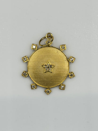 Round 14k Solid Gold Diamond Pendants