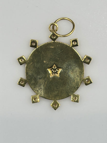 Round 14k Solid Gold Diamond Pendants