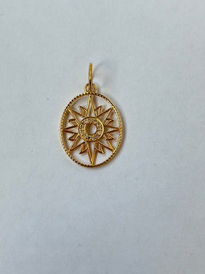 Oval14k Solid Gold Diamond Pendants