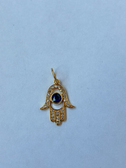 Hamsa Hand 14k Solid Gold Diamond Pendants