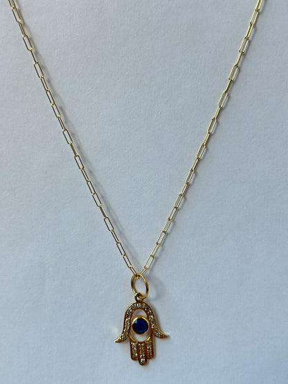 Hamsa Hand 14k Solid Gold Diamond Pendants