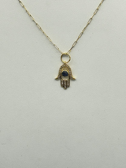 Hamsa Hand 14k Solid Gold Diamond Pendants