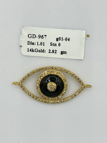 Evil Eye 14k Solid Gold Diamond Pendants