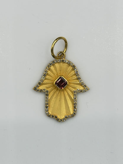 Hamsa hand 14k Solid Gold Diamond Pendants