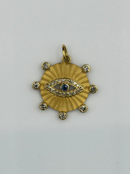 Evil Eye 14k Solid Gold Diamond Pendants