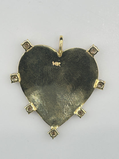 Heart 14k Solid Gold Diamond Pendants