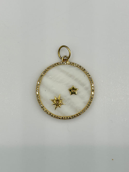 Round 14k Solid Gold Diamond Pendants