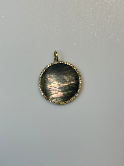 Round 14k Solid Gold Diamond Pendants