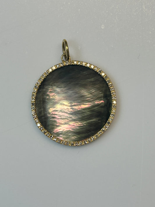 Round 14k Solid Gold Diamond Pendants