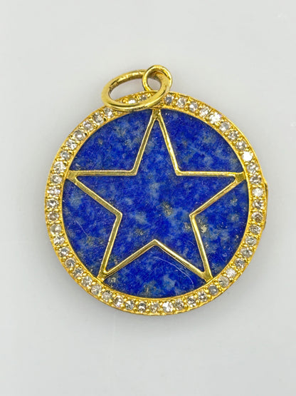 Round 14k Solid Gold Diamond Pendants