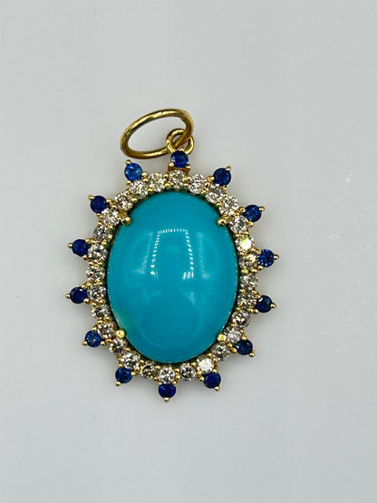 Oval 14k Solid Gold Diamond Pendants