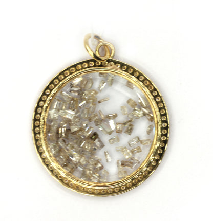 Round 14k Solid Gold Diamond Pendants