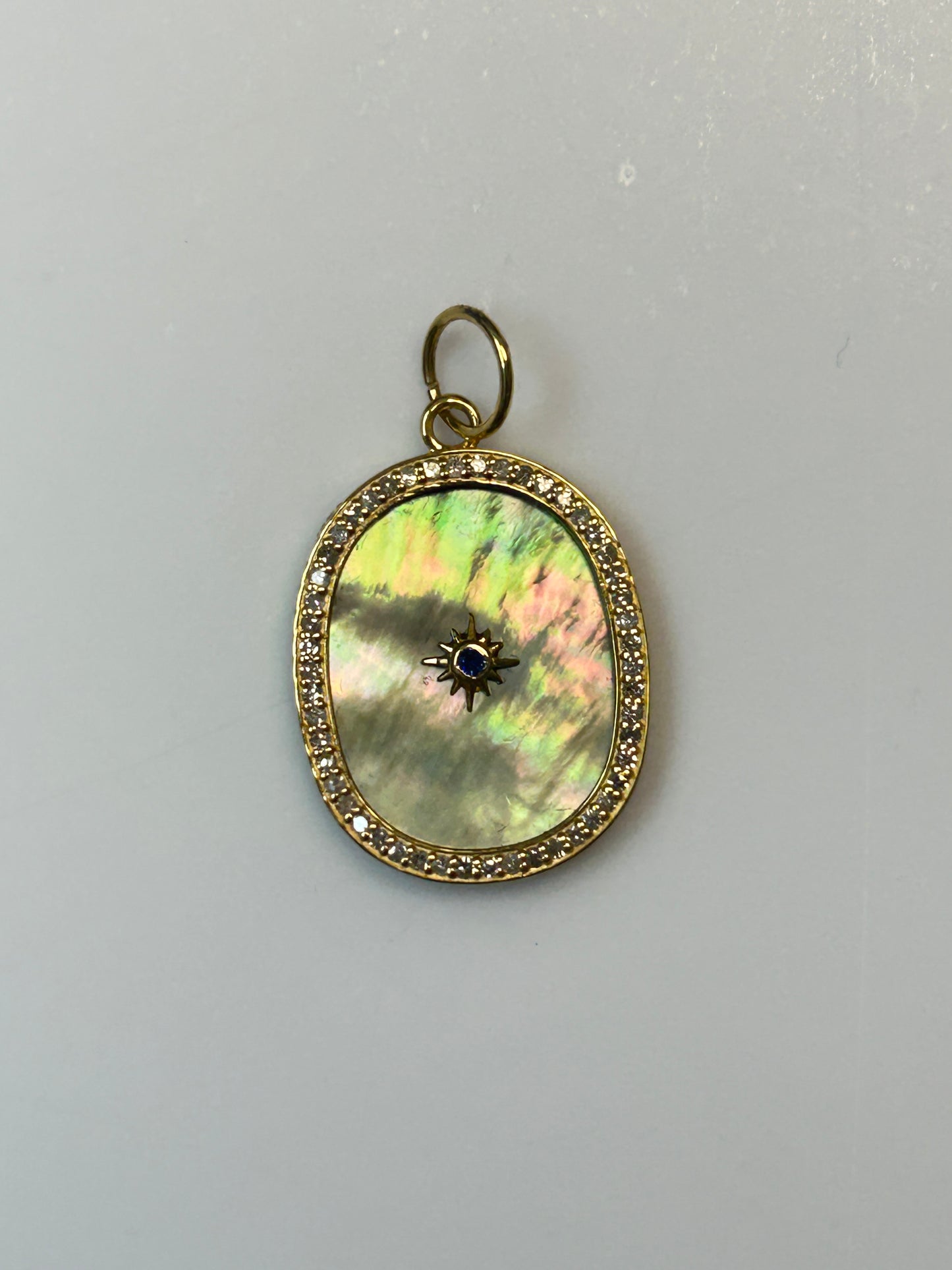 Oval 14k Solid Gold Diamond Pendants