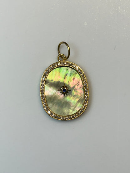 Oval 14k Solid Gold Diamond Pendants