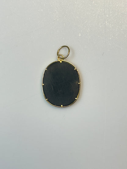 Oval 14k Solid Gold Diamond Pendants