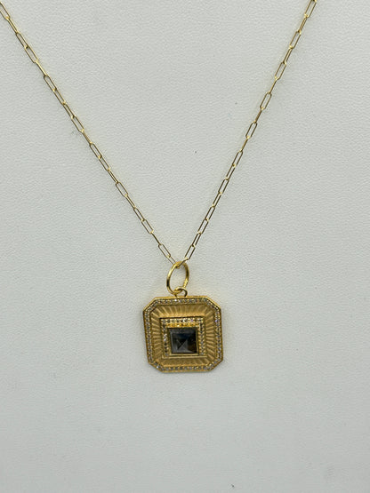 Rectangle 14k Solid Gold Diamond Pendants