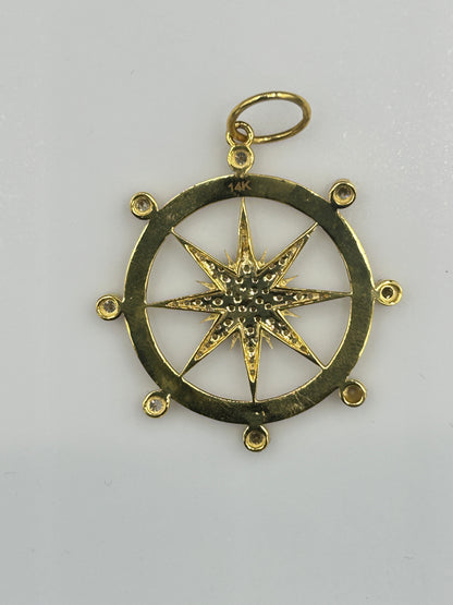 Round 14k Solid Gold Diamond Pendants