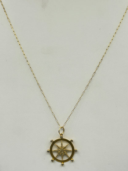 Round 14k Solid Gold Diamond Pendants