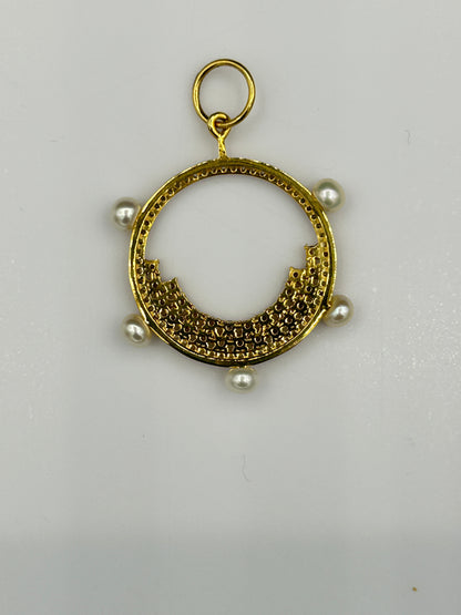 Round 14k Solid Gold Diamond Pendants