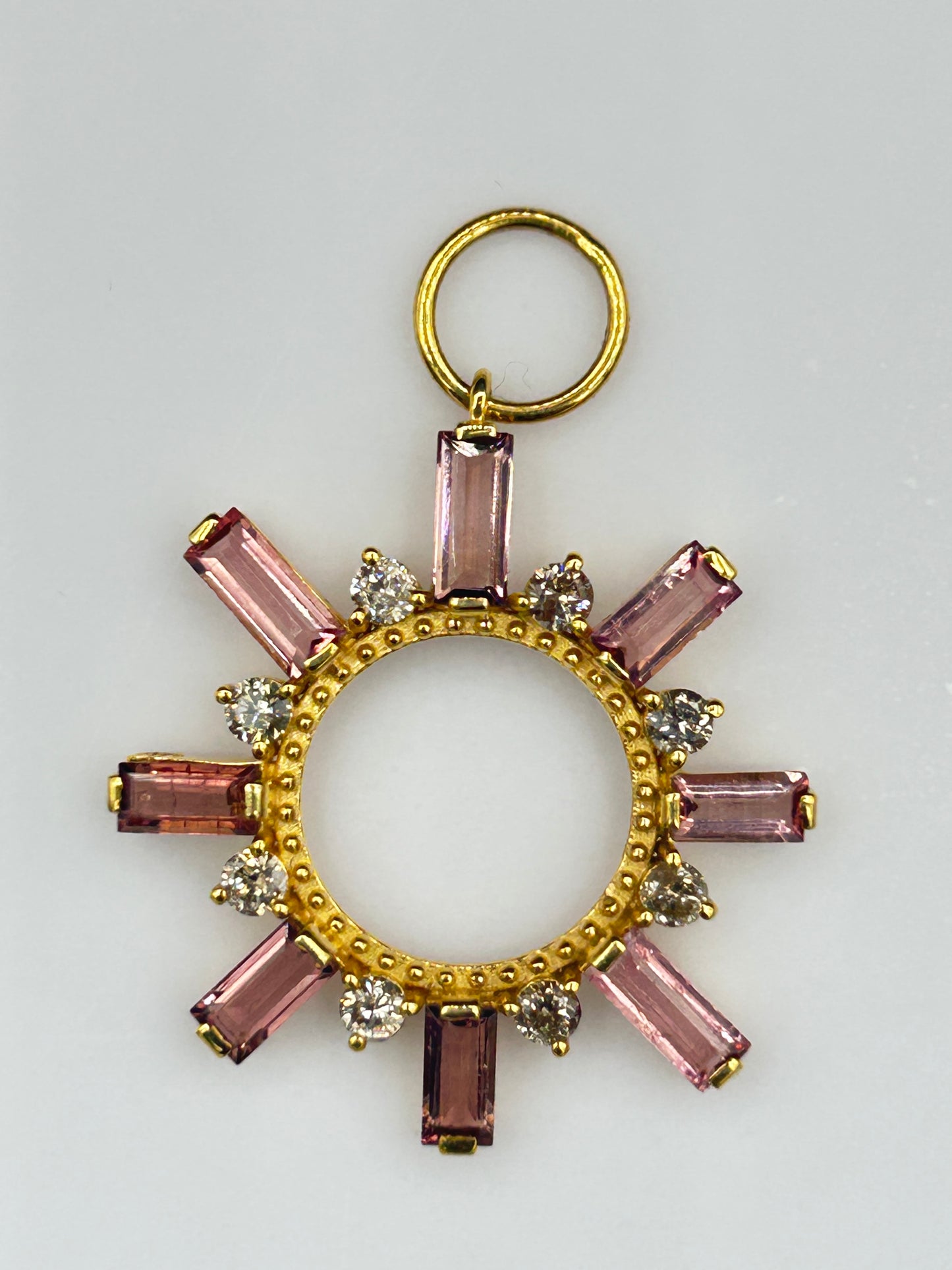 Round 14k Solid Gold Diamond Pendants